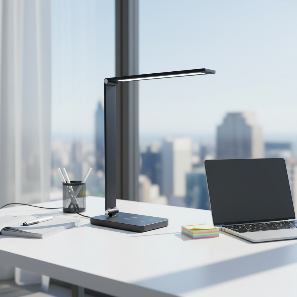Raiseking MT-856 Smart LED Desk Lamp with Wireless Charging | Touch Co<i></i>ntrol Dimmable Study Light